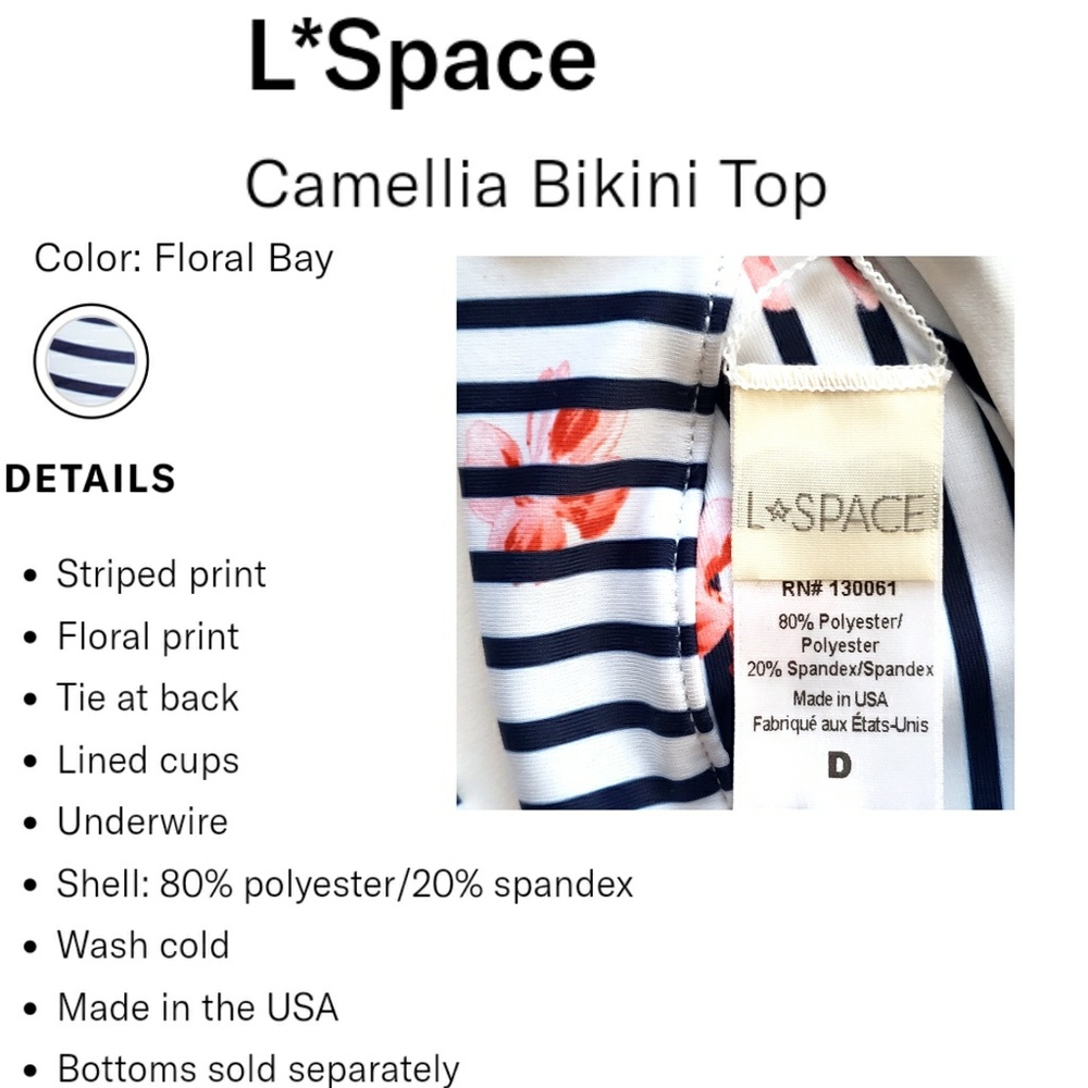 L*Space bikini top Camellia underwire floral bay - Picture 7 of 8
